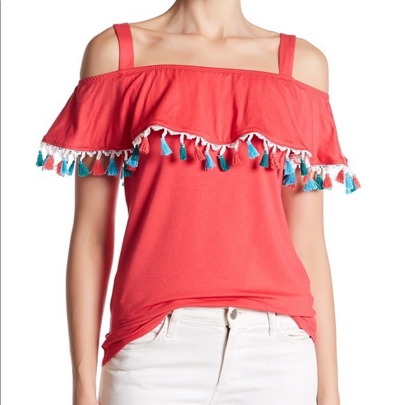 The Vanity Room Tops - The Vanity Room tassel cold shoulder top